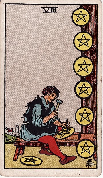 Érmék Nyolcasa (Rider–Waite–Smith, 1909)